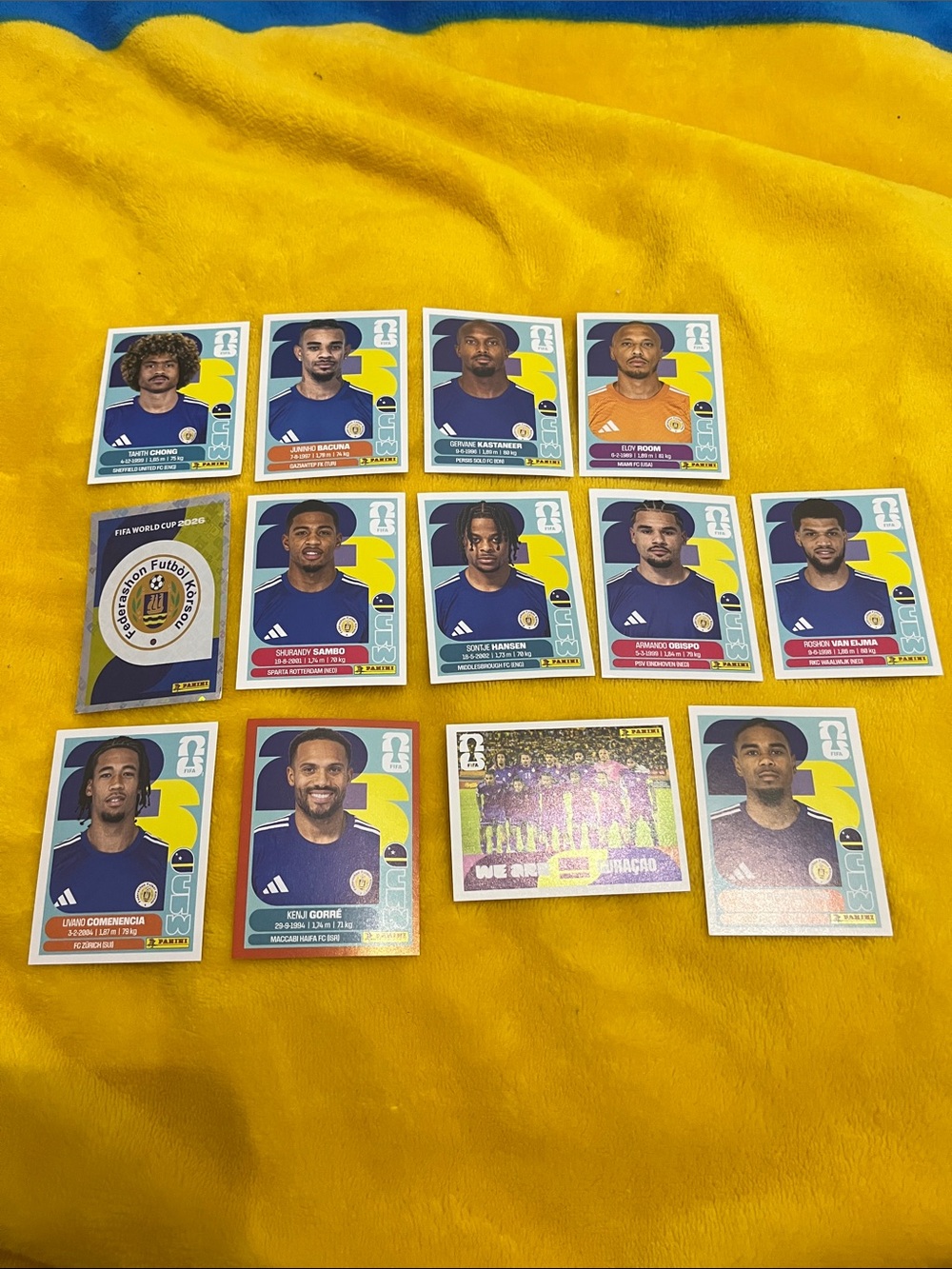Curaçao Panini Soccer Player Sticker Collection - Bright Yellow & Blue